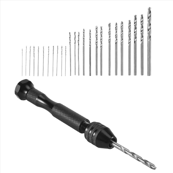 Hand Drill Set Pin Vise With 25 Pieces Mini Twist Bits For Model,Diy,Jewelry Making,Multipurpose Rotary Tool Drilling Metal,Wood,Plastic Etc
