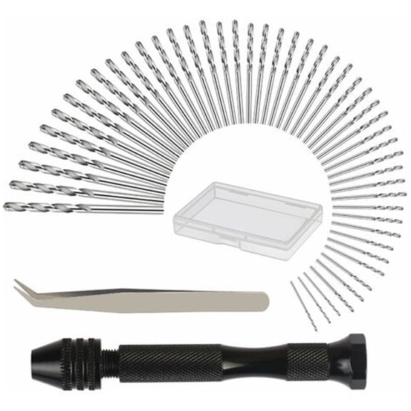 Hand Drill With 48Pcs Mini Twist Drill Bit(0.6-3Mm) Manual Drill Tools For Diy Drilling