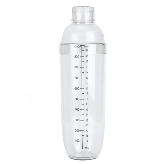 Hand Drink Ice Coffee Shaker Bottle PC Cocktail Shaker with Scale Milk Teapot Juices Wine Transparent Plastic Cup for Home Bar Store1000ml