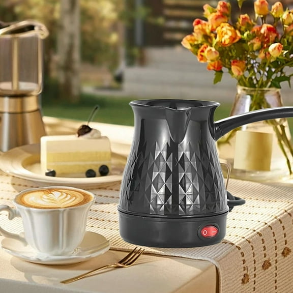 Hand Drip Coffee Pot Plastic Mini Long Handle Anti-Dry Burn Coffee Maker for Home Travel, Black