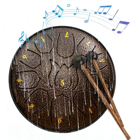 Hand Drum under $5! CQCYD 6-Inch 11 Tone Hand Drum, Steel Tongue Drum for Meditation, Music Therapy,ChildrenEducation, Adult Relaxation, Portable Percussion Instrument with Mallets