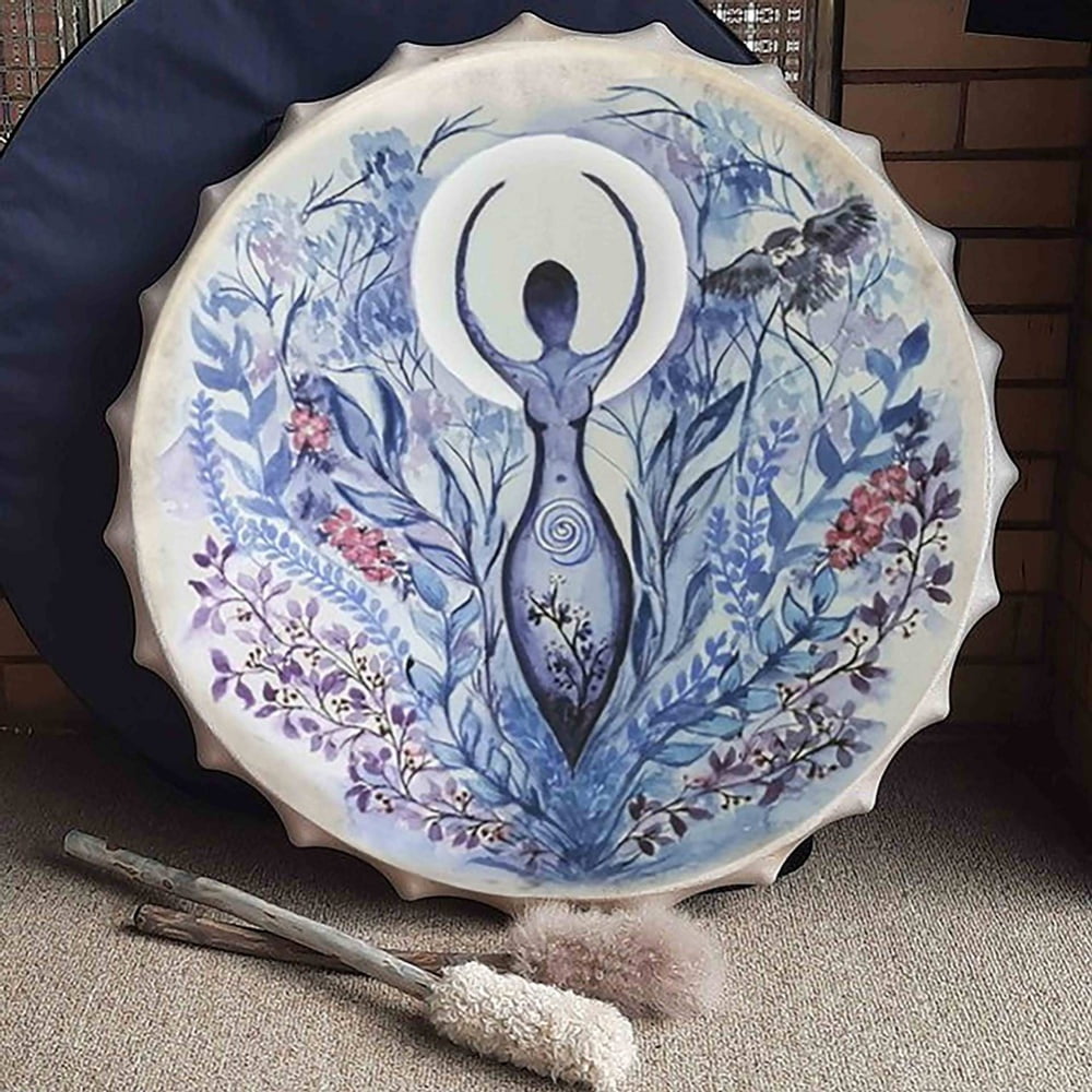 Hand Drum, Handmade Shamanic Drum Musical Percussion Instrument Colorful Wood Frame Drum with Drum Stick