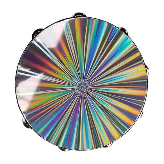Hand Drums for Adults Double Flash Tambourine 6/8/10 Inch, Reflective Musical Instrument with Double Bells for Dance Party Ktv