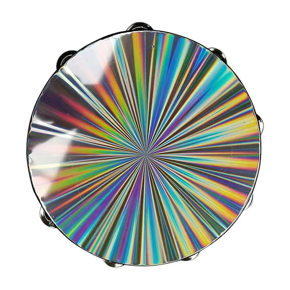 Hand Drums for Adults Double Flash Tambourine 6/8/10 Inch, Reflective Musical Instrument with Double Bells for Dance Party Ktv