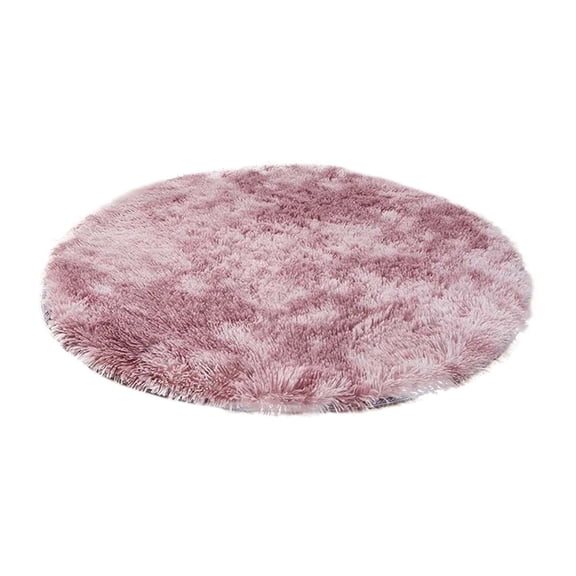 Hand-Dyed Silk and Wool Round Carpet for Elegant Living Room and Floor Mat