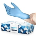 thumbnail image 1 of Hand-E Nitrile Gloves, Medium, (100 Count) 3 Mil, Blue Disposable Latex and Powder Free Medical and Household Gloves, 1 of 8