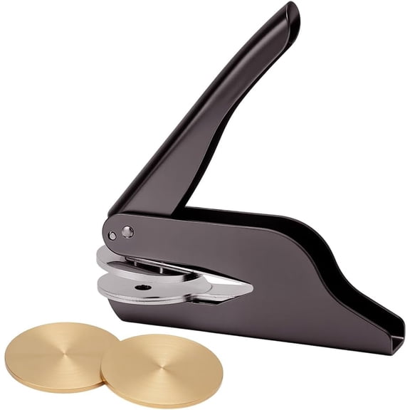 Hand Embosser Seal Stamp Book Embosser Set Blank Steel Library Embossing Seal Stamps Hand-Held Embossing Stamp with 2pcs Blank Steel Disc