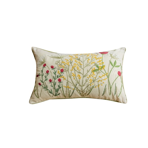 Hand - Embroidered Wildflower Throw Pillow - Intricate Floral Embroidery, Ultra - Soft Cotton Blend, Nature - Inspired Artistry for Cozy Home Decor, Farmhouse & Boho Aesthetic Elevation