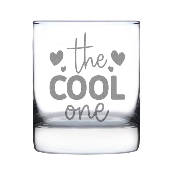 Hand Engraved 10oz Rocks Glass, The Cool One Design, Perfect for Friends, Unique Barware, Etched Whiskey Glass
