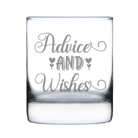 Hand Engraved Advice and Wishes Rocks Glass, Etched 10oz Tumbler, Personalized , Custom Drinking Glass