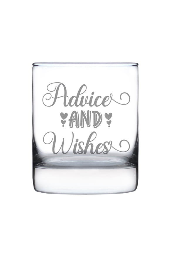 Hand Engraved Advice and Wishes Rocks Glass, Etched 10oz Tumbler, Personalized , Custom Drinking Glass