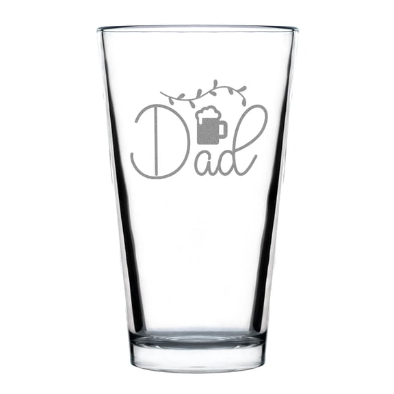 Hand Engraved Dad Pint Glass, Unique Gift For Dad, Beer Mug With Custom Etching, Father's Day Gift, Personalized Glass
