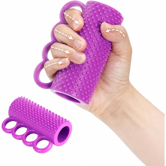 Hand Exercise Grip Ball, 4-Finger Squeeze Ball for Grip Strength Training, Textured Silicone Finger Exerciser for Stroke Arthritis Carpal Tunnel Rehab & Stress Relief