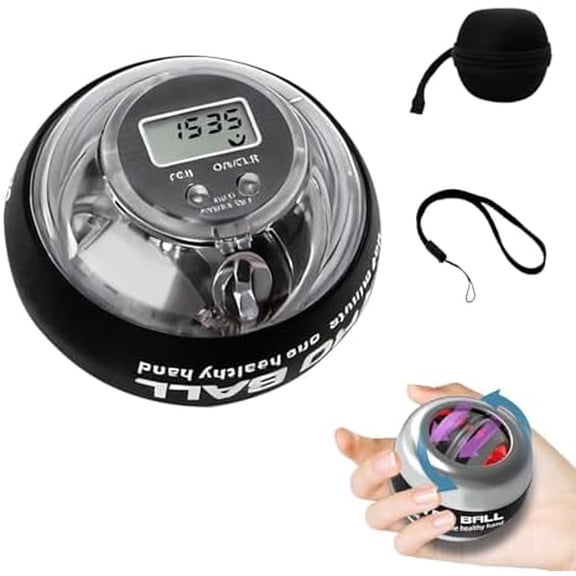 Hand Exerciser Ball with Counter - Auto-Start Gyroscopic Wrist Trainer for Seniors (Black Counting)$$Sport & Recreation Other