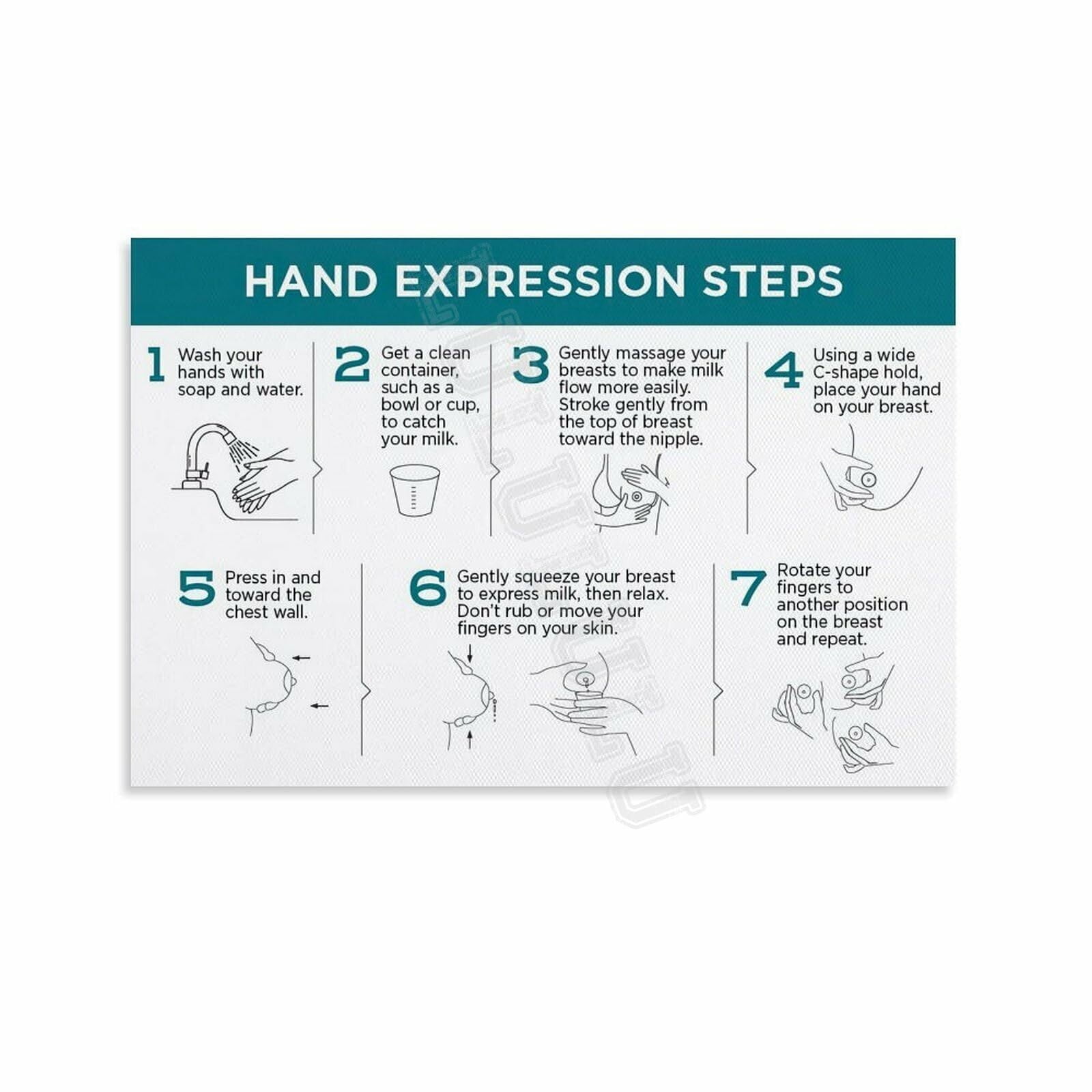 Hand Expressing Breast Milk New Mothers Breastfeed Guide Poster (1 ...