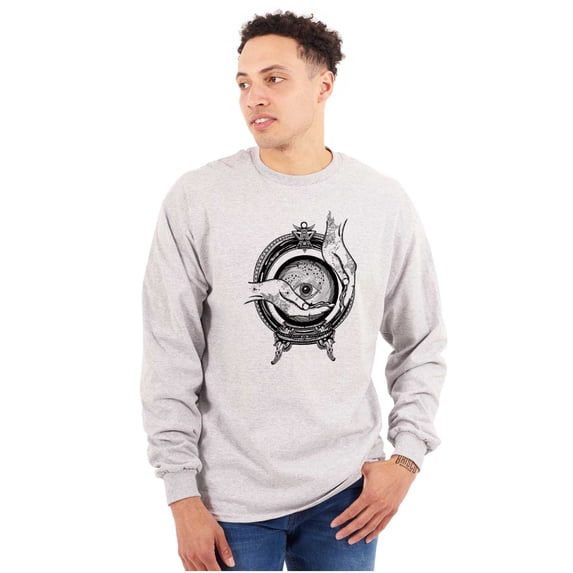 Hand Eye Crystal Ball Futuristic Spirit Plus Size Long Sleeve Graphic Tee Shirt Brisco Brands 2X