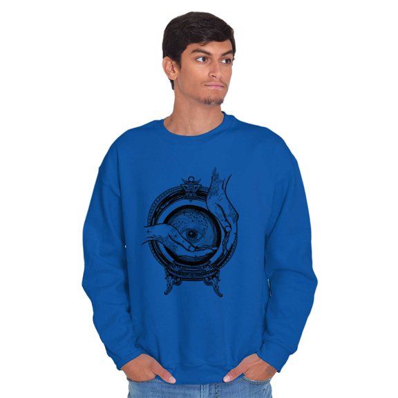 Hand Eye Crystal Ball Futuristic Spirit Sweatshirt for Men or Women Brisco Brands L