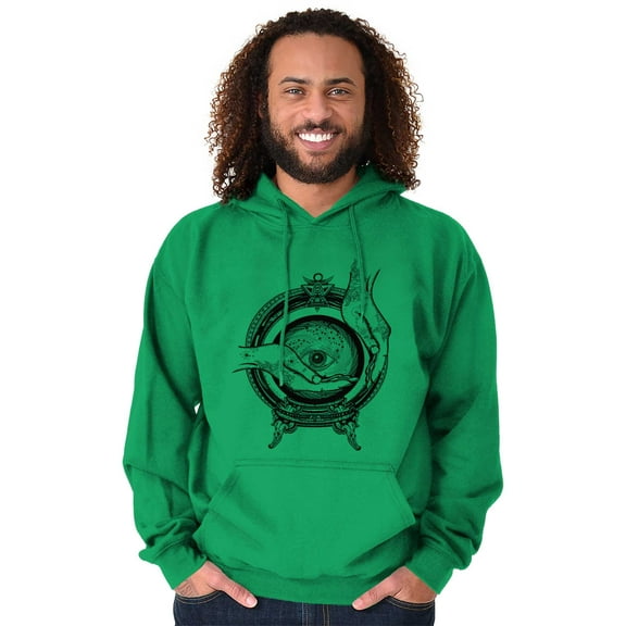 Hand Eye Crystal Ball Futuristic Spirit Unisex Plus Fleece Graphic Hoodie Brisco Brands 3X