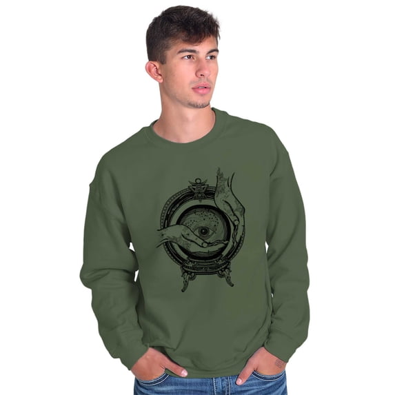Hand Eye Crystal Ball Futuristic Spirit Unisex Plus Fleece Graphic Sweatshirt Brisco Brands 2X
