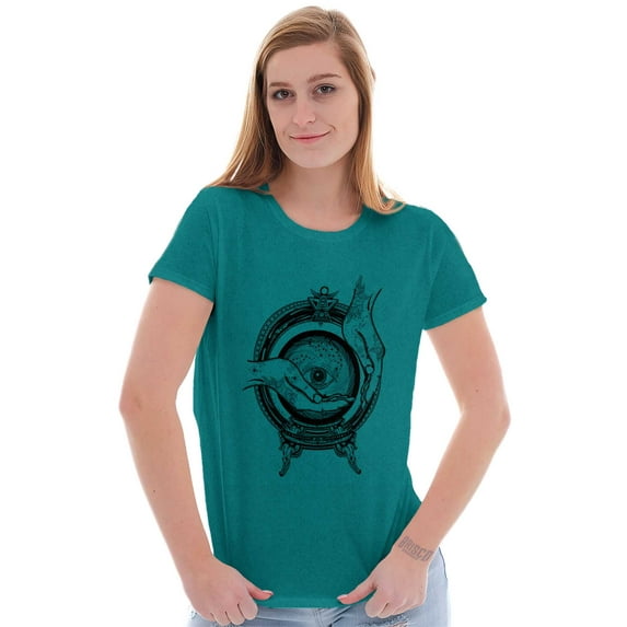 Hand Eye Crystal Ball Futuristic Spirit Women's T Shirt Ladies Tee Brisco Brands M