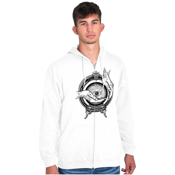 Hand Eye Crystal Ball Futuristic Spirit Zip Up Hoodie Men's Women's Brisco Brands L