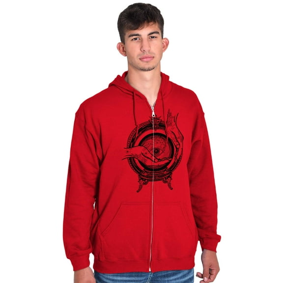 Hand Eye Crystal Ball Futuristic Spirit Zip Up Hoodie Men's Women's Brisco Brands L