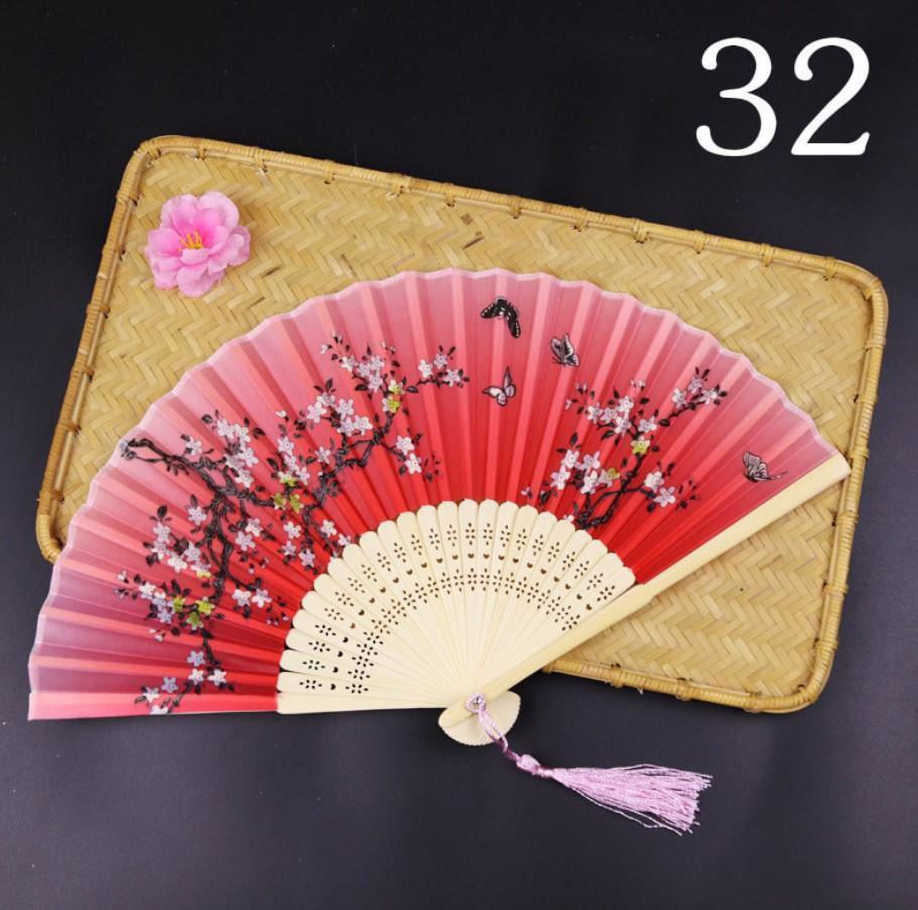 Buy QIMEI-SHOP Folding Fan,Silk Hand Bamboo Fan for Dancing Cosplay Summer  Wedding Party props Home Office DIY wall Decoration Online at  desertcartINDIA