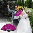 thumbnail image 1 of Hand Fan, Foldable Dance Fan, Portable Large Handheld Fan Dance Accessories, with Laser Color, for Boots on The Ground Fan, for Boots on The Ground Hand Fan, Iridescent Clack Hand Fan, 1 of 5