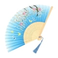 thumbnail image 1 of Hand Fans for Women, 8 in Silk Surface, Decorative Folding Fans, Hand Held Fans Foldable, Summer Outings, Wedding Photos, Gradient Blue, 1 Pc, 1 of 8
