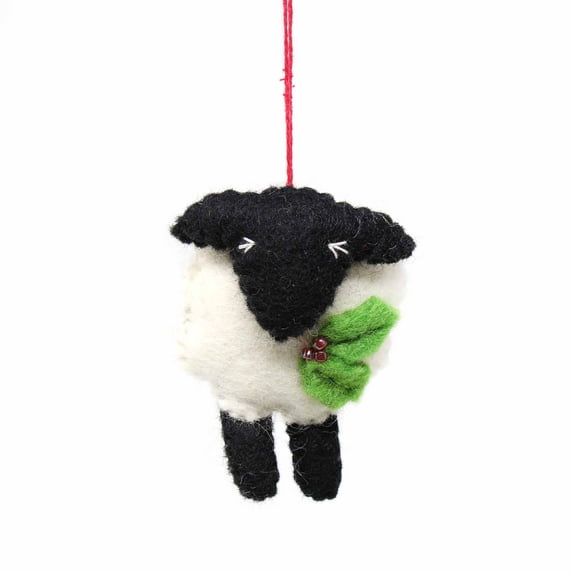 Hand Felted Christmas Ornament Sheep Global Groove (H)