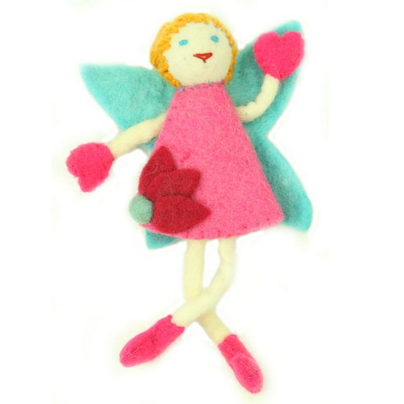 Hand Felted Tooth Fairy Pillow Blonde with Pink Dress Global Groove