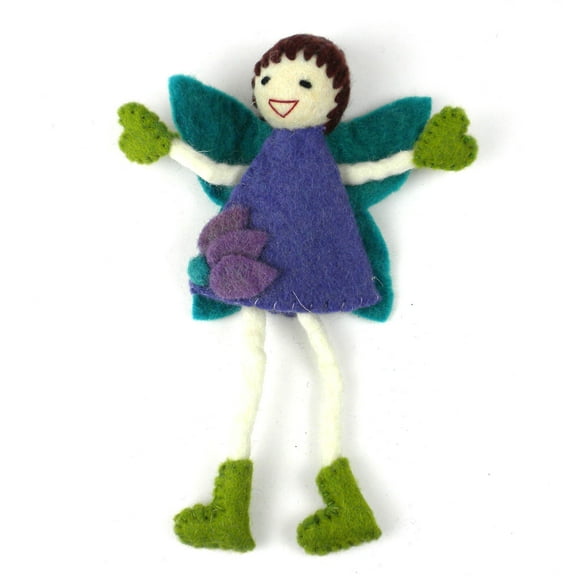 Hand Felted Tooth Fairy Pillow Brunette with Purple Dress