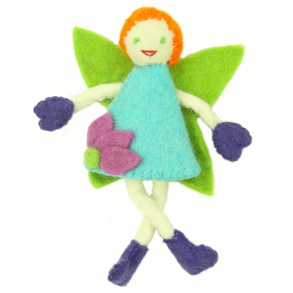 Hand Felted Tooth Fairy Pillow Redhead with Blue Dress Global Groove