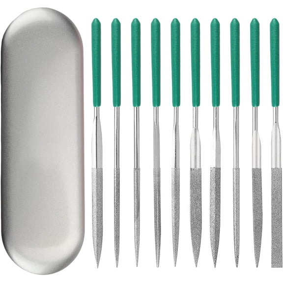 Hand File Set,Diamond Needle Files 6.3' /10 Shapes for Metal,Plastic,Wood,3D Printer Basic Suite for home and office with box