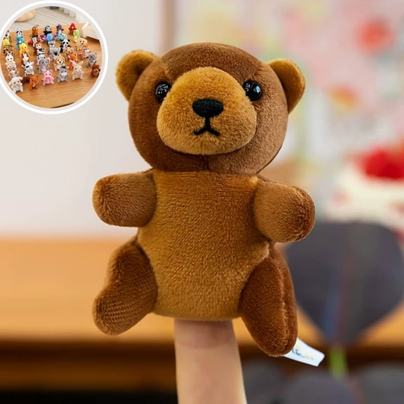 Hand Finger Puppet Brown Bear Plush Finger Toy - Cartoon Animal Interactive Story Finger Pupppet Toy Doll Birthday Gift