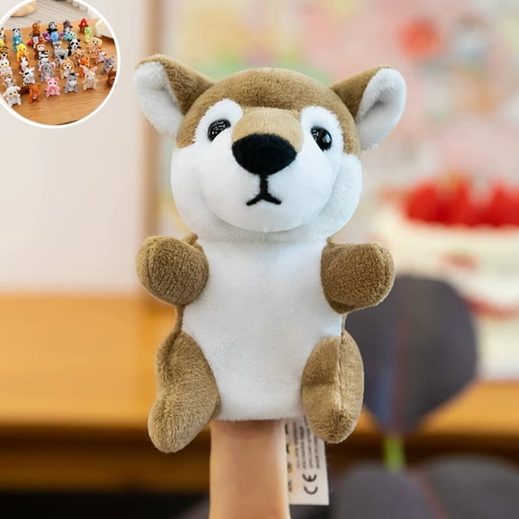 Hand Finger Puppet Wolf Plush Finger Toy - Cartoon Animal Interactive Story Finger Pupppet Toy Doll Birthday Gift