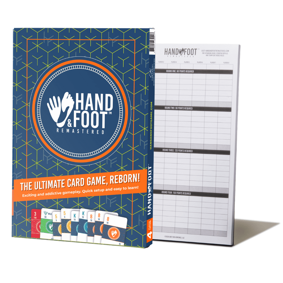 Remastered Hand & Foot Card Game for 4, Includes Scorepad, Ages 14