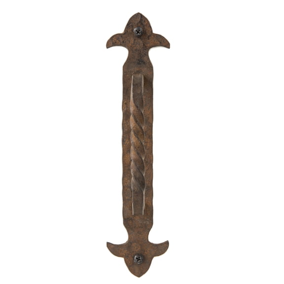 Artesano Iron Works | Home Decor Hammered & Twisted Wrought Iron Door Handle of 8"L Oxidized
