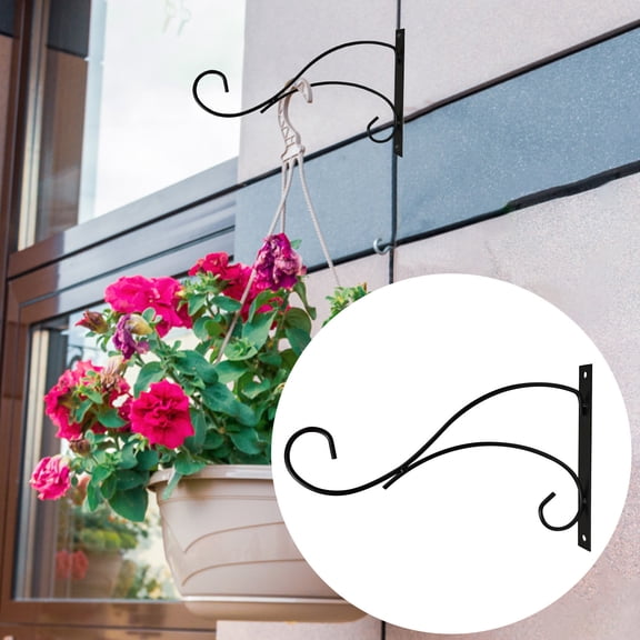 Hand-Forged Black Wrought Iron Plant Hook for Patio & Garden, Heavy-Duty Wall Bracket, Vintage Decorative Hanger