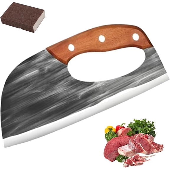Hand Forged Kitchen Knife, Forged Kitchen Knife Set, For Cutting Meat Vegetable, For Kitchen, Camping, Outdoor Cooking (B)