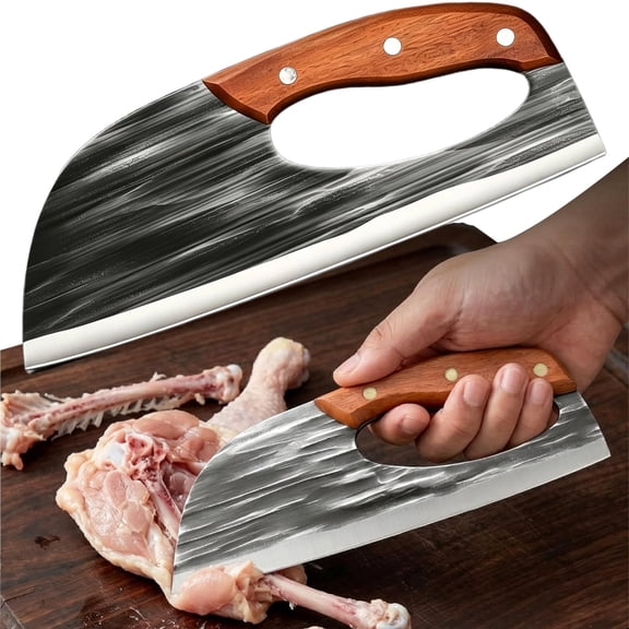 Hand Forged Kitchen Knife Set, Razor Sharp High Carbon Blade & Ergonomic Non-Slip Handle, for Home Cooking BBQ Camping