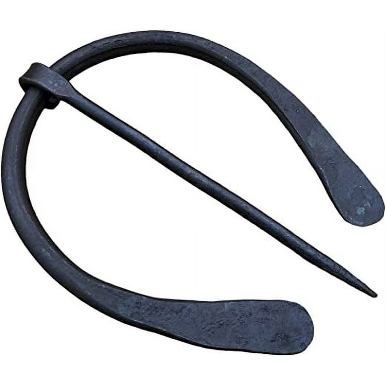 Hand-Forged Norse Flattened Penannular Cloak Pin Black Medieval