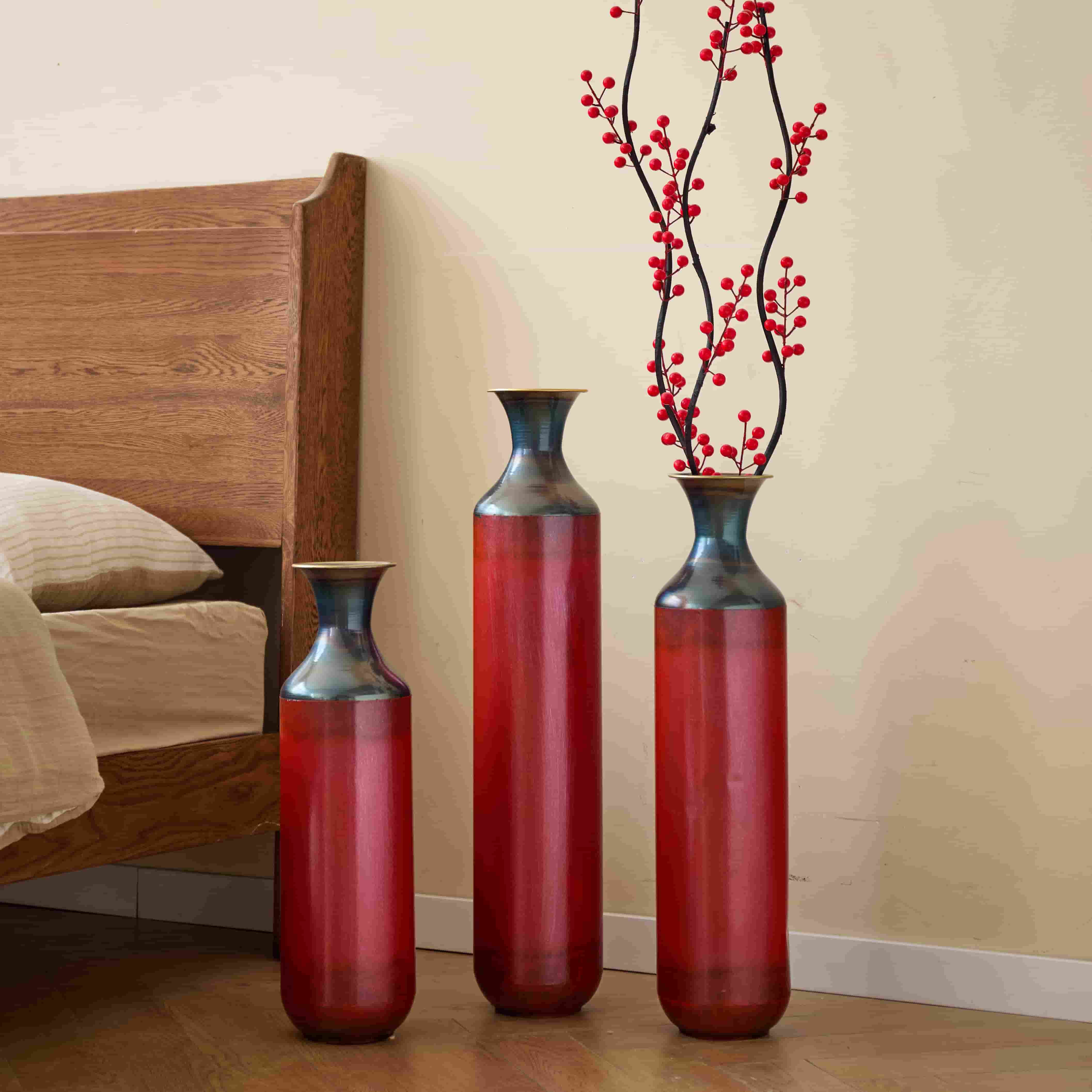 Gallery Detail: Hand Forged Rustic Metal Vase Set 3 Piece