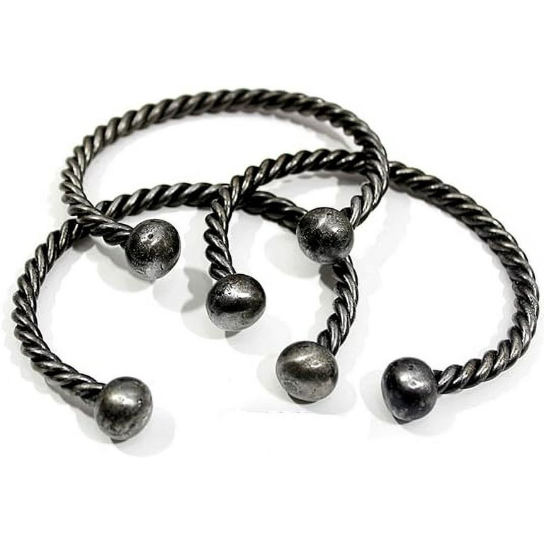 Hand-Forged Twisted Iron Bracelet Set of
