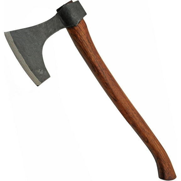 Hand Forged Wood Handle Carbon Steel Beard Head Axe, Brown (242604)