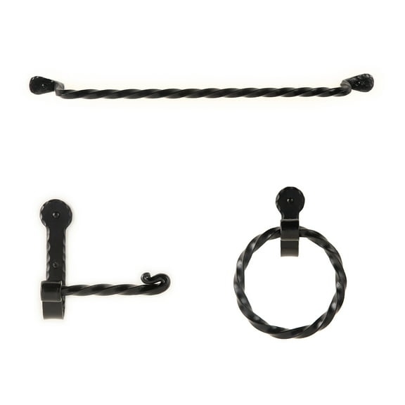 Hand Forged Wrought Iron Bathroom Accessories Set