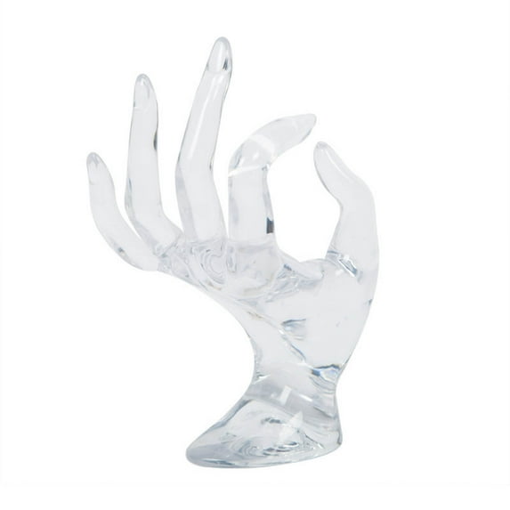 Hand Form Ring Holder Jewelry Display Organization Rack Bracelet Ring Watch Stand Support Aesthetic Decor Y2k Room Decor (Clear) 6.69x3.15"