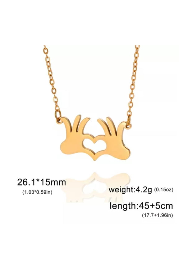 Hand Gesture Heart Necklace Stainless Steel Pendant Necklaces Fashion Jewelry