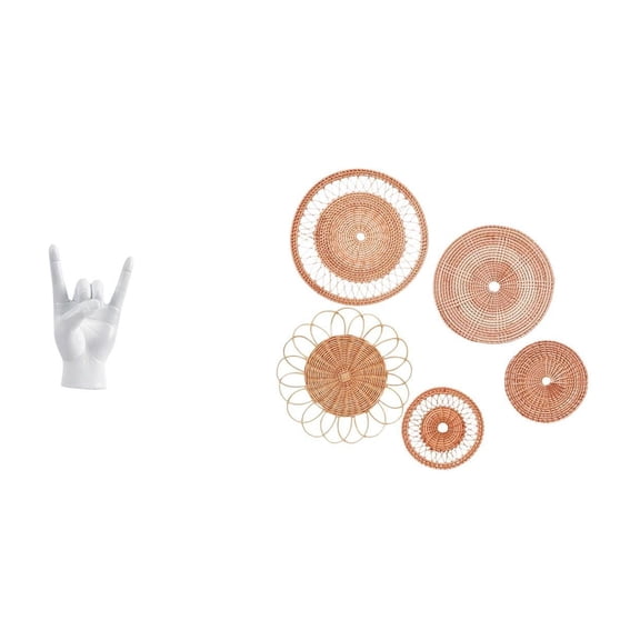 Hand Gesture Sculpture Wall Decor Ornaments Resin Rattan Blend for Restaurant Office Tea Room Display