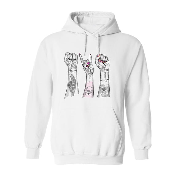 Hand Gestures With Tattoos Hoodie Men -Image by Shutterstock, Male 4X-Large